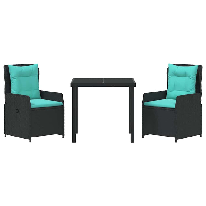 Set de masă pentru grădină 3 pcs Negru Rattan poli - WALTI WALTI