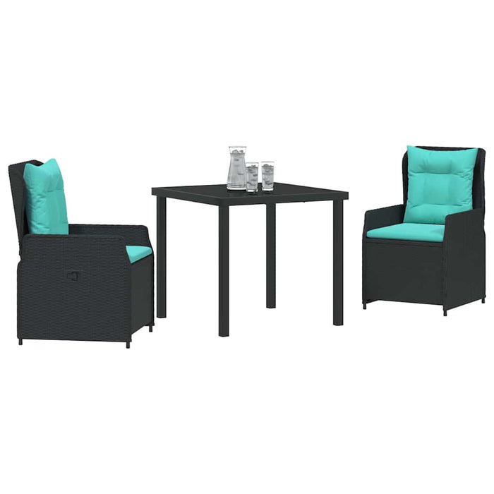 Set de masă pentru grădină 3 pcs Negru Rattan poli - WALTI WALTI