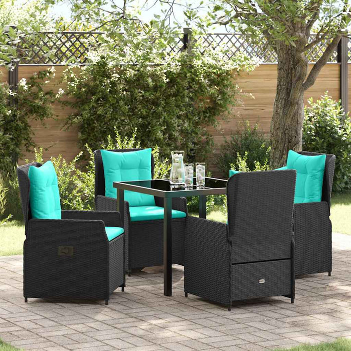 Set de masă pentru grădină 5 pcs Negru Rattan poli - WALTI WALTI