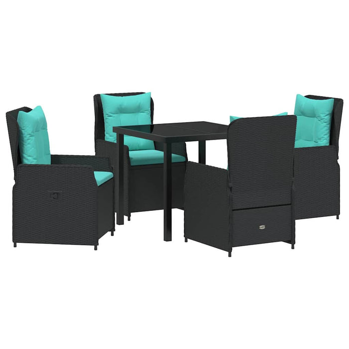 Set de masă pentru grădină 5 pcs Negru Rattan poli - WALTI WALTI