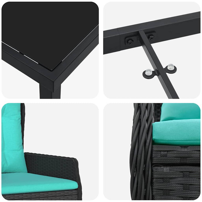 Set de masă pentru grădină cu pernă 5 pcs Negru Rattan poli - WALTI WALTI