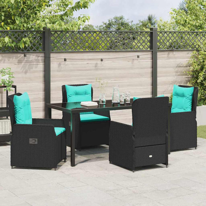 Set de masă pentru grădină cu pernă 5 pcs Negru Rattan poli - WALTI WALTI