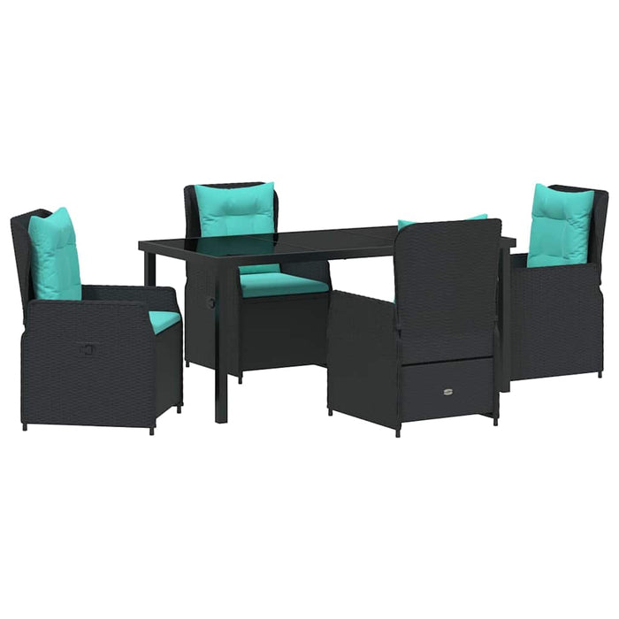 Set de masă pentru grădină cu pernă 5 pcs Negru Rattan poli - WALTI WALTI