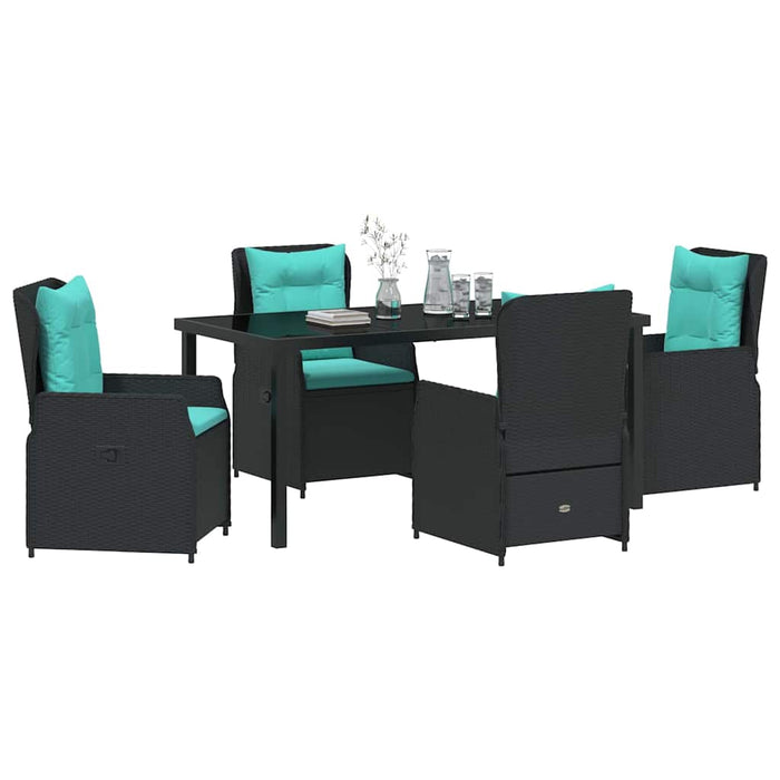 Set de masă pentru grădină cu pernă 5 pcs Negru Rattan poli - WALTI WALTI