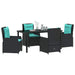 Set de masă pentru grădină cu pernă 5 pcs Negru Rattan poli - WALTI WALTI