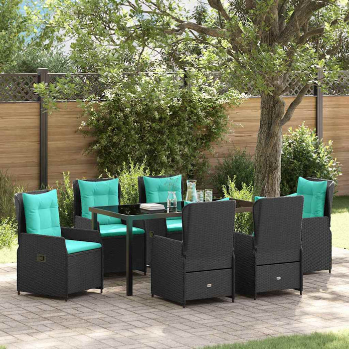 Set de masă pentru grădină cu pernă 7 pcs Negru Rattan poli - WALTI WALTI