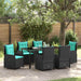 Set de masă pentru grădină cu pernă 7 pcs Negru Rattan poli - WALTI WALTI
