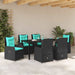 Set de masă pentru grădină cu pernă 7 pcs Negru Rattan poli - WALTI WALTI