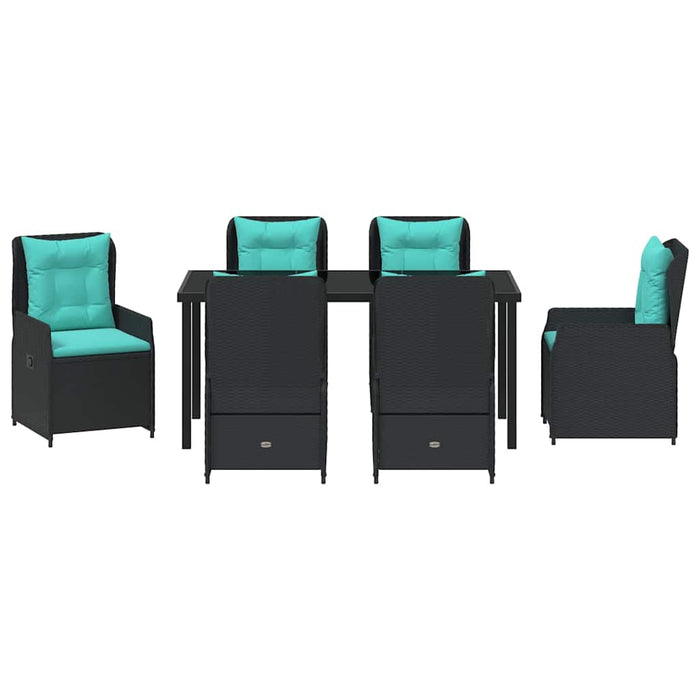 Set de masă pentru grădină cu pernă 7 pcs Negru Rattan poli - WALTI WALTI