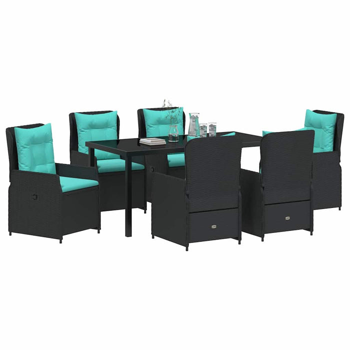 Set de masă pentru grădină cu pernă 7 pcs Negru Rattan poli - WALTI WALTI