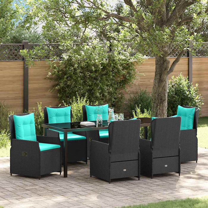 Set de masă pentru grădină 7 pcs Negru Rattan poli - WALTI WALTI