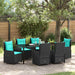 Set de masă pentru grădină 7 pcs Negru Rattan poli - WALTI WALTI