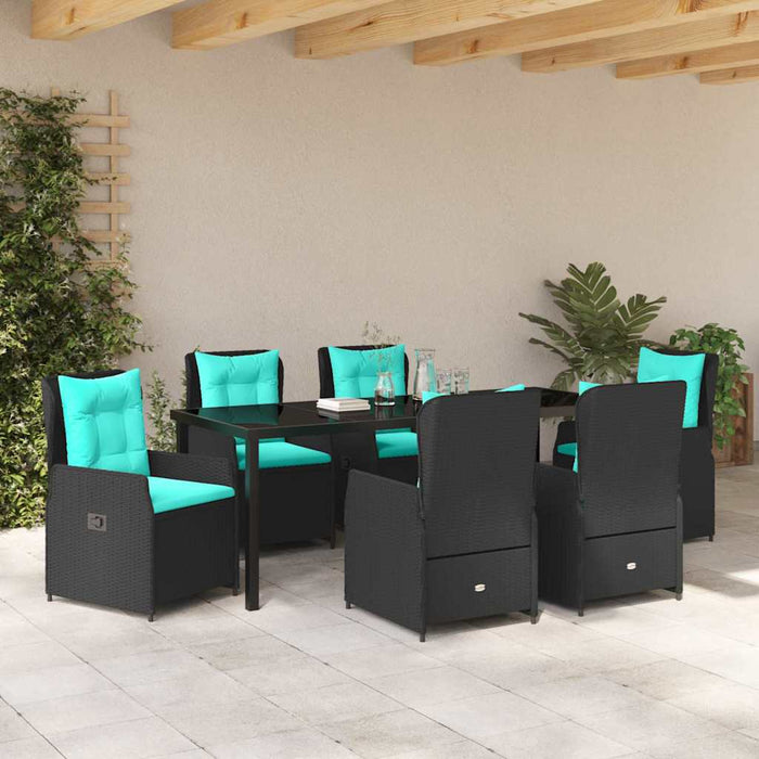 Set de masă pentru grădină 7 pcs Negru Rattan poli - WALTI WALTI