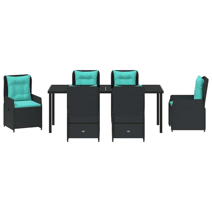 Set de masă pentru grădină 7 pcs Negru Rattan poli - WALTI WALTI