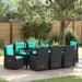 Set de masă pentru grădină 9 pcs Negru Rattan poli - WALTI WALTI