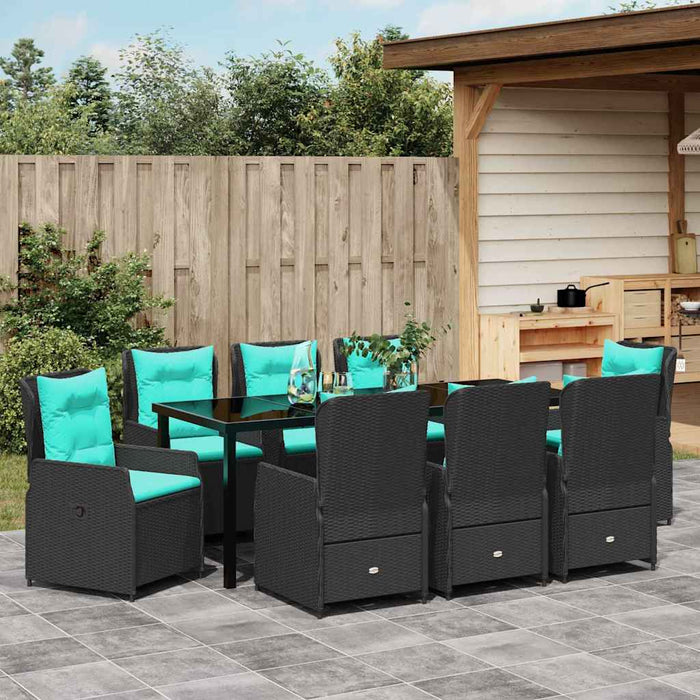 Set de masă pentru grădină 9 pcs Negru Rattan poli - WALTI WALTI