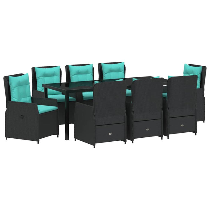 Set de masă pentru grădină 9 pcs Negru Rattan poli - WALTI WALTI