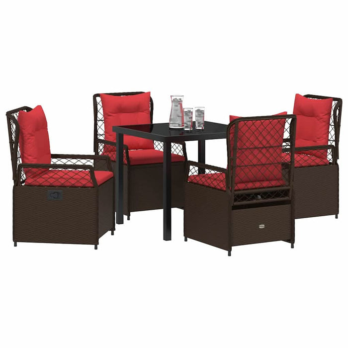 Set de masă pentru grădină 5 pcs Maro poliratan - WALTI WALTI