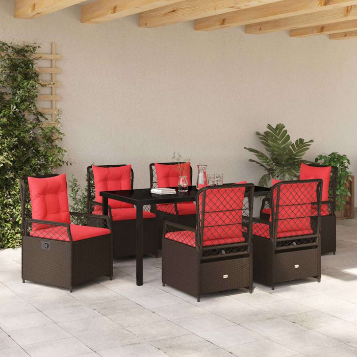 Set de masă pentru grădină 7 pcs Maro poliratan - WALTI WALTI