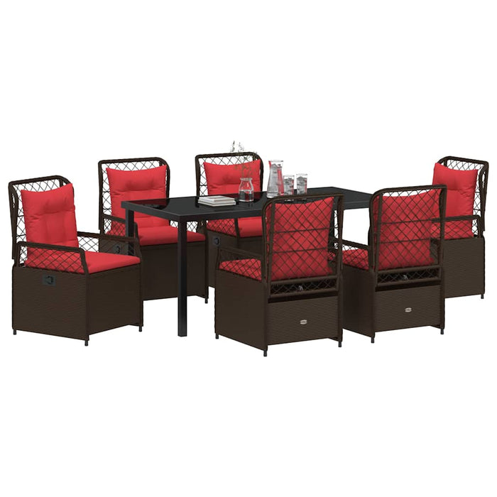 Set de masă pentru grădină 7 pcs Maro poliratan - WALTI WALTI