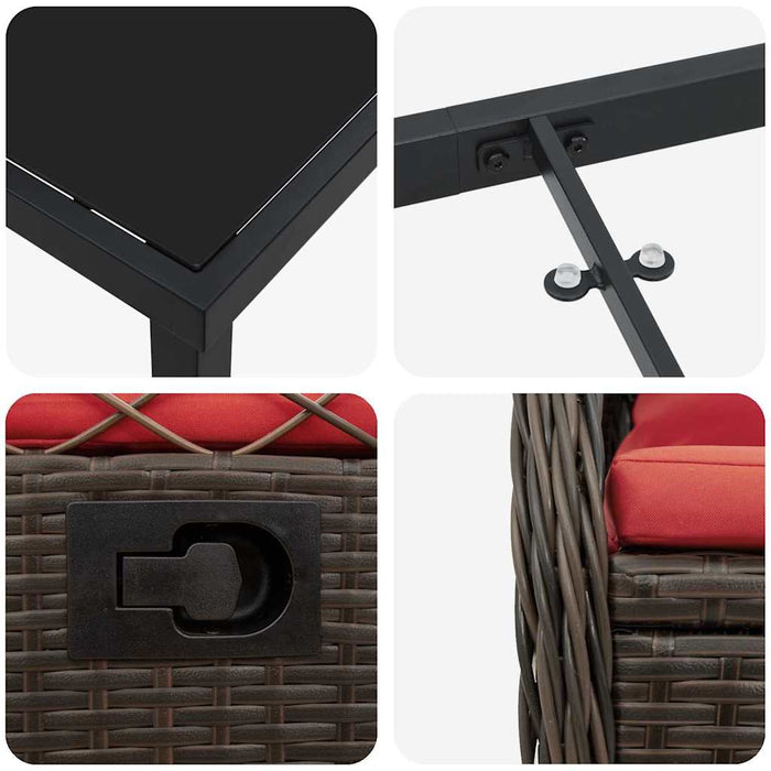 Set de masă pentru grădină 7 pcs Maro poliratan - WALTI WALTI