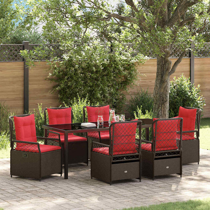 Set de masă pentru grădină 7 pcs Maro poliratan - WALTI WALTI