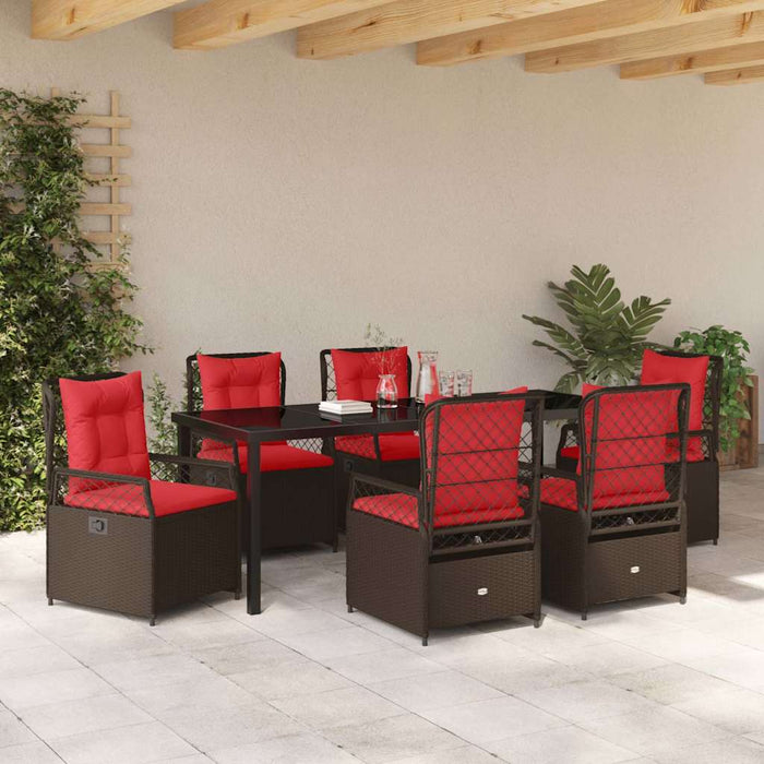 Set de masă pentru grădină 7 pcs Maro poliratan - WALTI WALTI