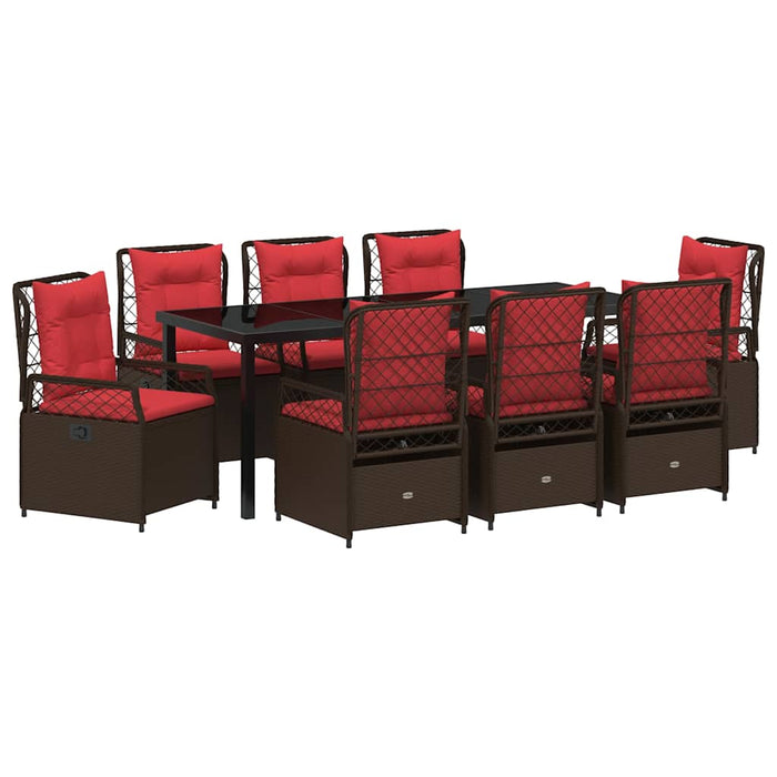 Set de masă pentru grădină 9 pcs Maro poliratan - WALTI WALTI