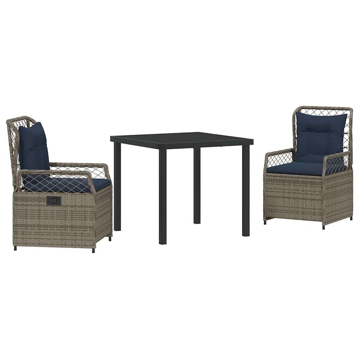 Set de masă pentru grădină 3 pcs Gri poliratan - WALTI WALTI
