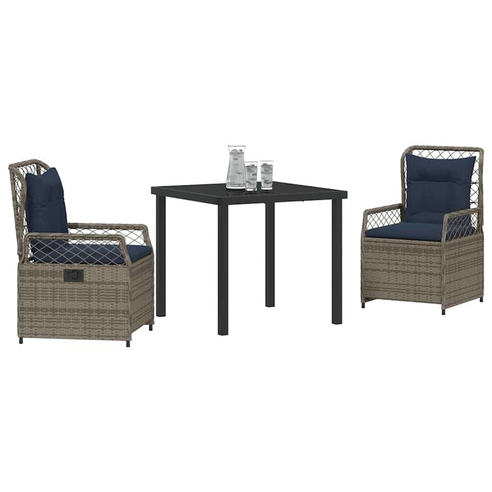 Set de masă pentru grădină 3 pcs Gri poliratan - WALTI WALTI