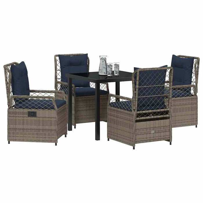 Set de masă pentru grădină 5 pcs Gri poliratan - WALTI WALTI