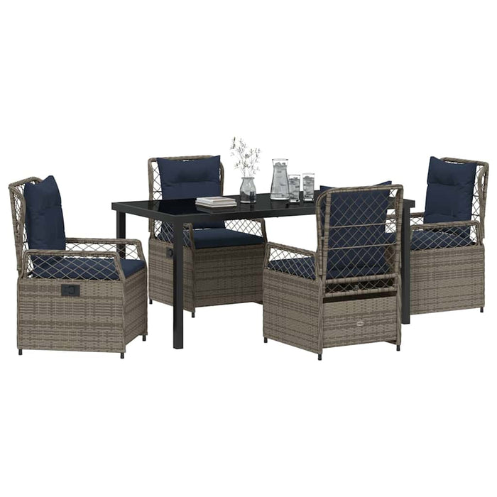 Set de masă pentru grădină 5 pcs Gri poliratan - WALTI WALTI