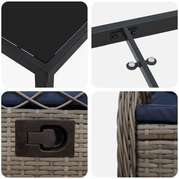 Set de masă pentru grădină 7 pcs Gri poliratan - WALTI WALTI