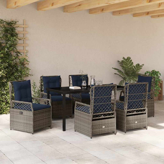 Set de masă pentru grădină 7 pcs Gri poliratan - WALTI WALTI