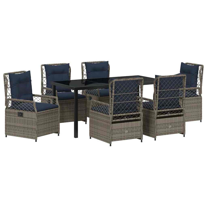 Set de masă pentru grădină 7 pcs Gri poliratan - WALTI WALTI