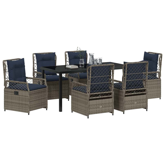 Set de masă pentru grădină 7 pcs Gri poliratan - WALTI WALTI