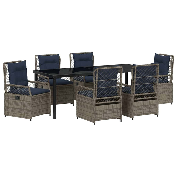 Set de masă pentru grădină 7 pcs Gri poliratan - WALTI WALTI