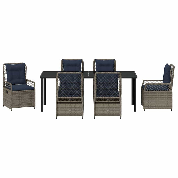 Set de masă pentru grădină 7 pcs Gri poliratan - WALTI WALTI