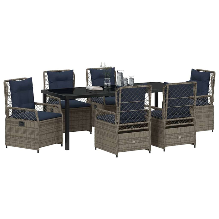 Set de masă pentru grădină 7 pcs Gri poliratan - WALTI WALTI