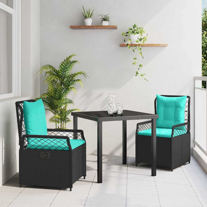 Set de masă pentru grădină 3 pcs Negru poliratan - WALTI WALTI