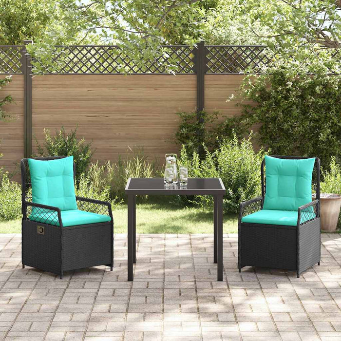 Set de masă pentru grădină 3 pcs Negru poliratan - WALTI WALTI