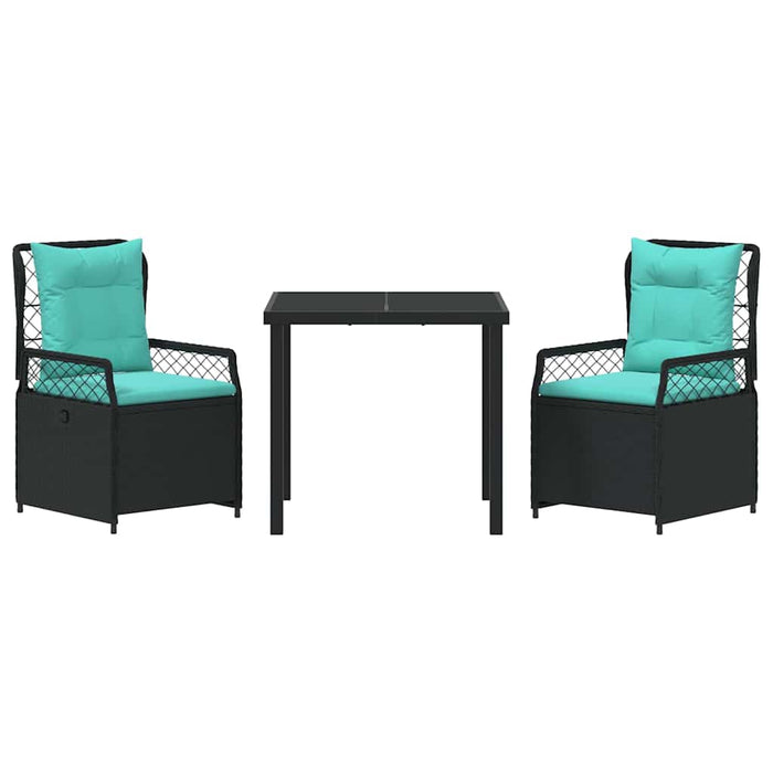 Set de masă pentru grădină 3 pcs Negru poliratan - WALTI WALTI