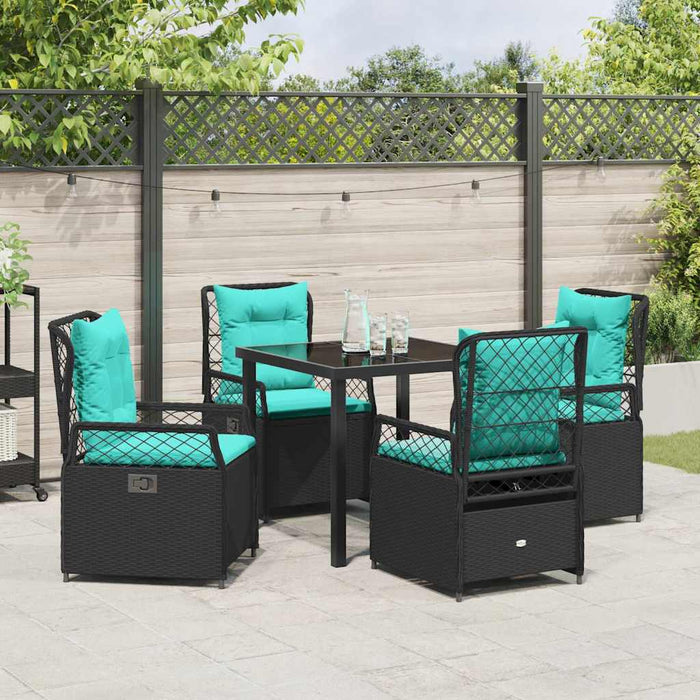 Set de masă pentru grădină 5 pcs Negru poliratan - WALTI WALTI