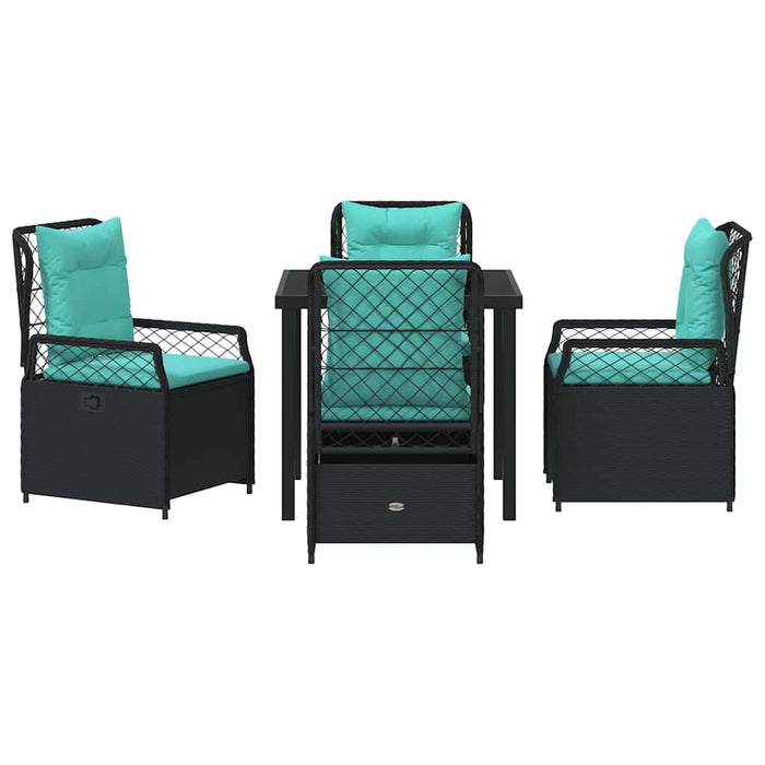 Set de masă pentru grădină 5 pcs Negru poliratan - WALTI WALTI