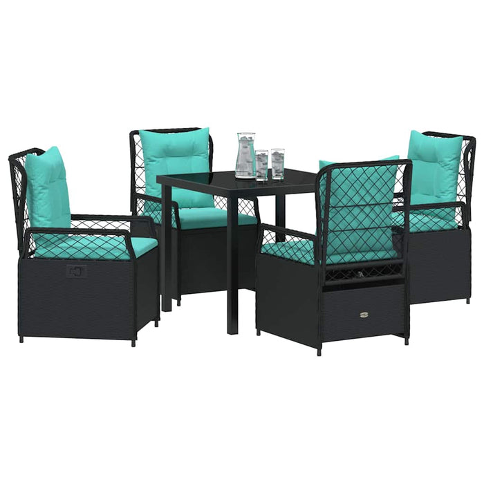 Set de masă pentru grădină 5 pcs Negru poliratan - WALTI WALTI