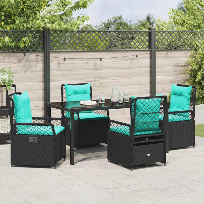 Set de masă pentru grădină 5 pcs Negru poliratan - WALTI WALTI