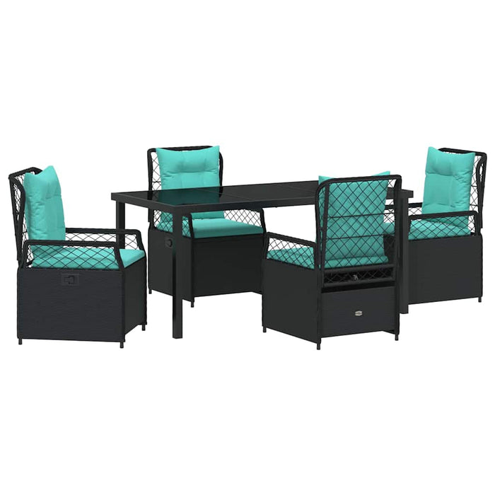 Set de masă pentru grădină 5 pcs Negru poliratan - WALTI WALTI