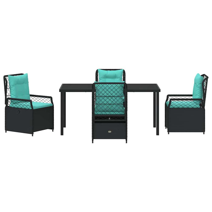 Set de masă pentru grădină 5 pcs Negru poliratan - WALTI WALTI