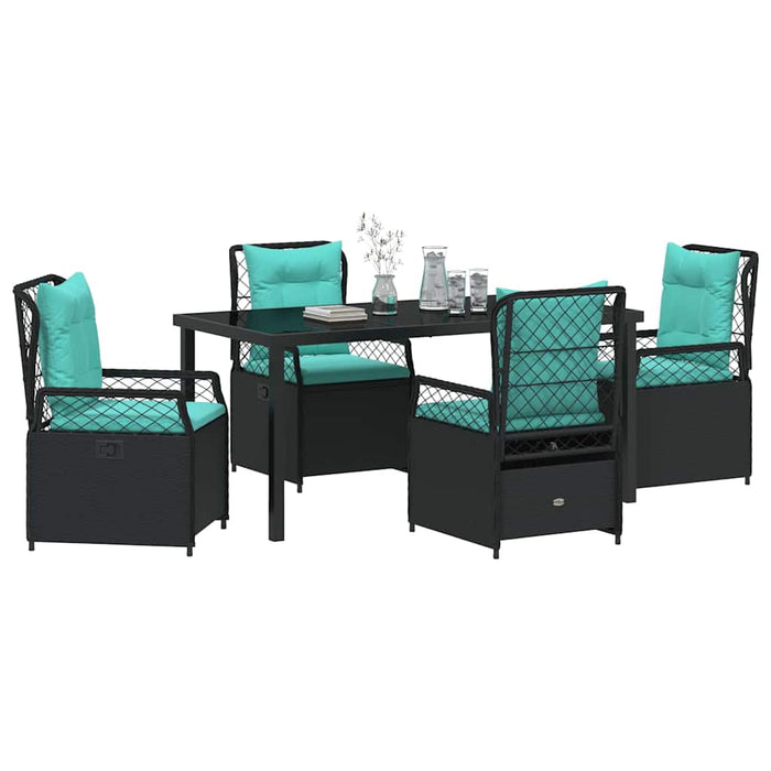 Set de masă pentru grădină 5 pcs Negru poliratan - WALTI WALTI