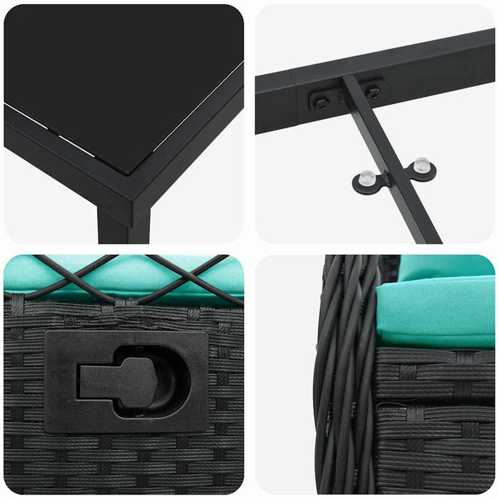 Set de masă pentru grădină 7 pcs Negru poliratan - WALTI WALTI
